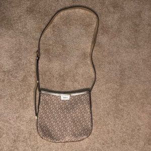 Great Condition DKNY Tan & Gold Crossbody Purse